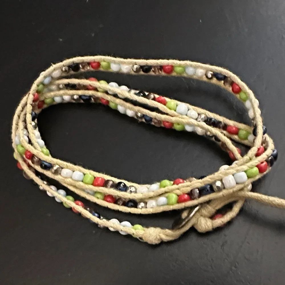 Multicolor Beaded waxed leather Wrap Bracelet
